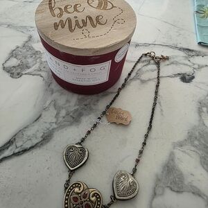 Lucky Brand Heart Pendant Necklace with Silver and Gold Accents